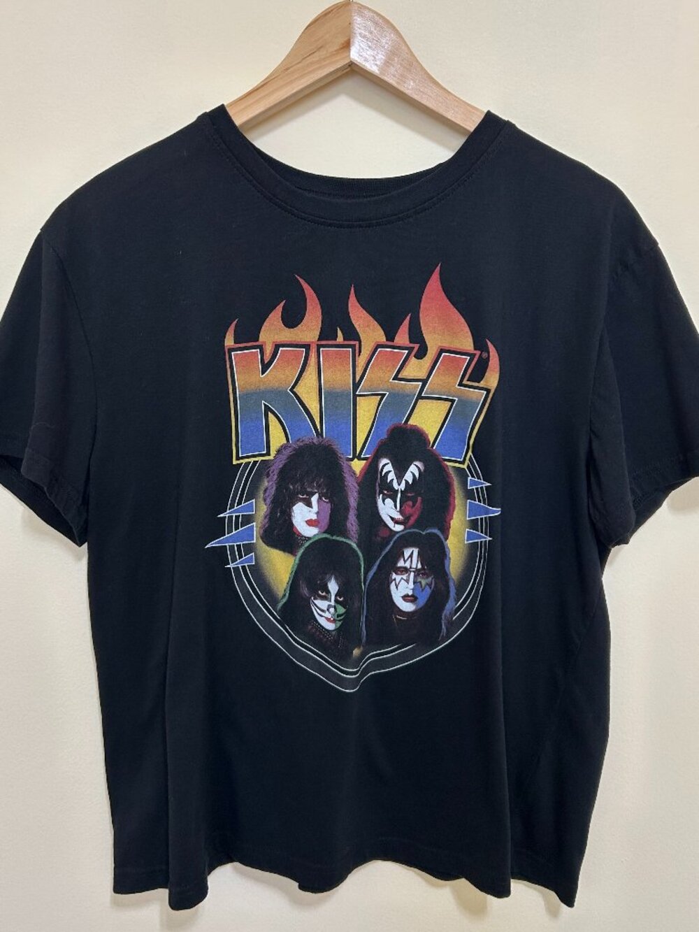 KISS T-Shirt with Logo and Faces Black Women’s Size XL